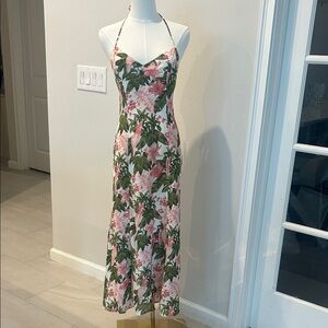 Reformation Pink and Green Floral Maxi Dress